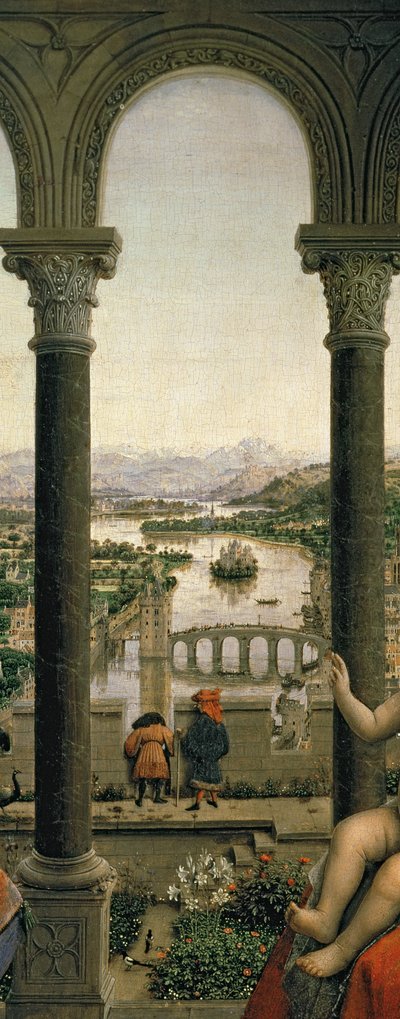 De Rolin Madonna (detail) door Jan van Eyck